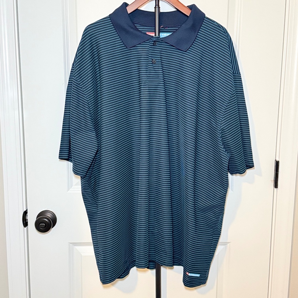 Wrangler Breathe-Dri Mens 4XL Polo Shirt Striped Short Sleeve Business Casual
